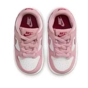 Nike Dunk Low Toddler Girls "White/Pink Glaze/Pomegranate" Streetwear Shoe 9C